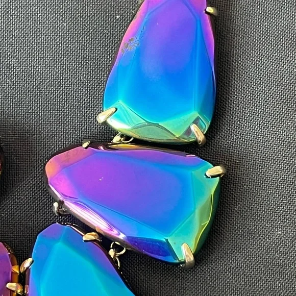 NWOT Kendra Scott Rare & Retired Harlow Necklace Black Iridescent & Gold GORG! - Picture 10 of 10